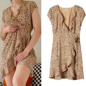 Aritzia Sunday Best Savoy Leopard Print Wrap Mini Dress Size 6